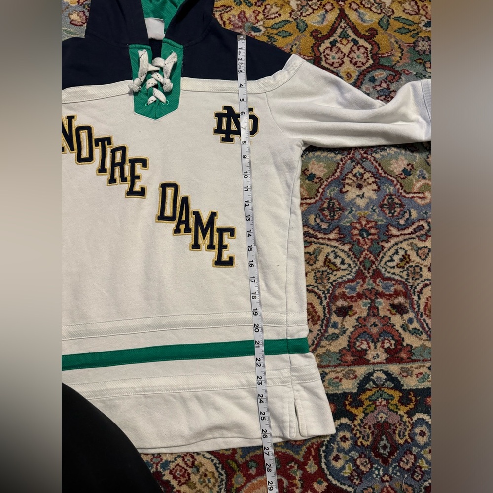 Youth Lace-Up Hoodie Sweatshirt - White, Navy & Green xs - Picture 4 of 9